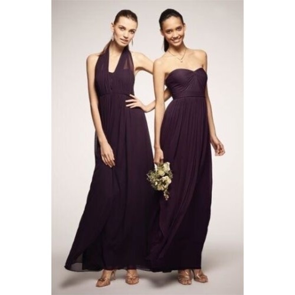 Jenny Yoo NEW Aidan Convertible Strapless Chiffon Gown In Plum Sz 10 Bridesmaids